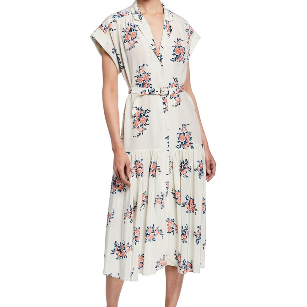 Veronica Beard Meagan Floral Belted Midi Dress